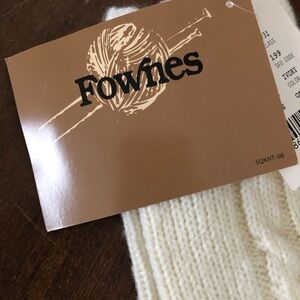 Fownes White Knit Fingerless Gloves